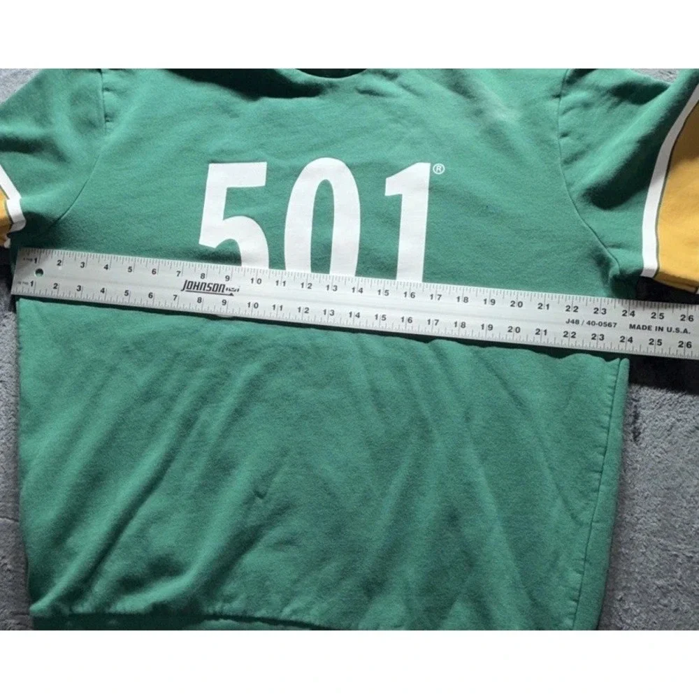 LEVIS 501 Graphic Crewneck Sweatshirt. Green, Yellow, & White. Sz. Large